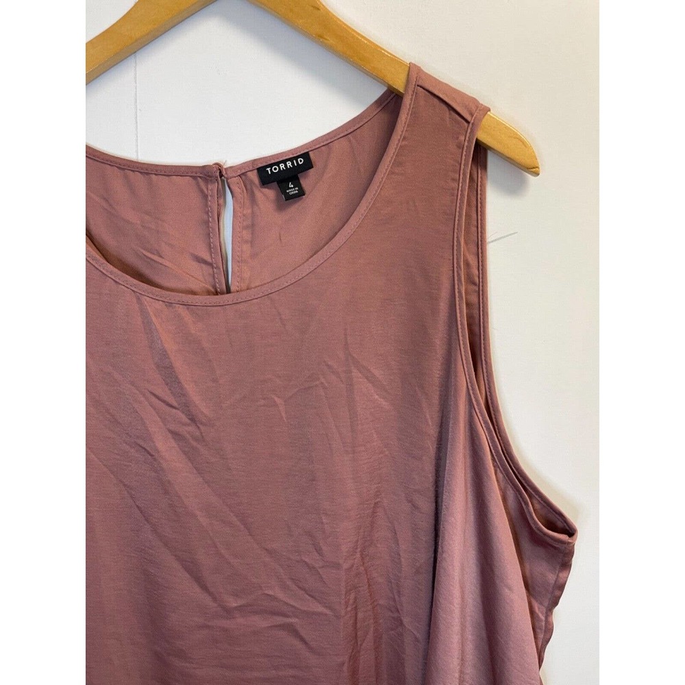 Torrid Walnut Georgette Double‎ Layer Tank Top Size 4 4XL Split Back Blouse - Picture 6 of 9
